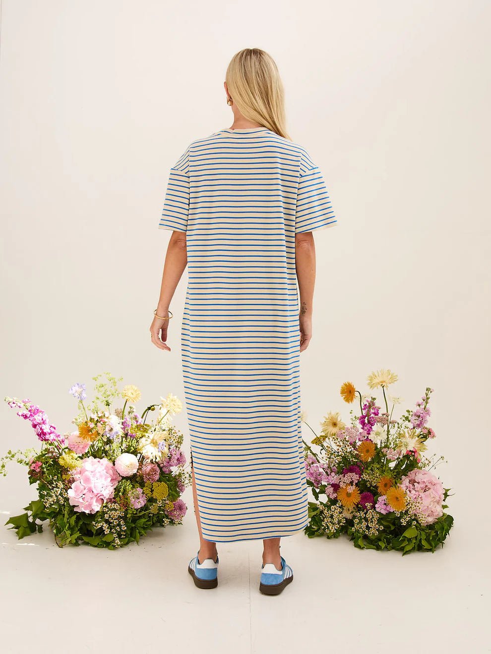 FIKA "Lennie Dress" (Cream and Blue) - ClobR