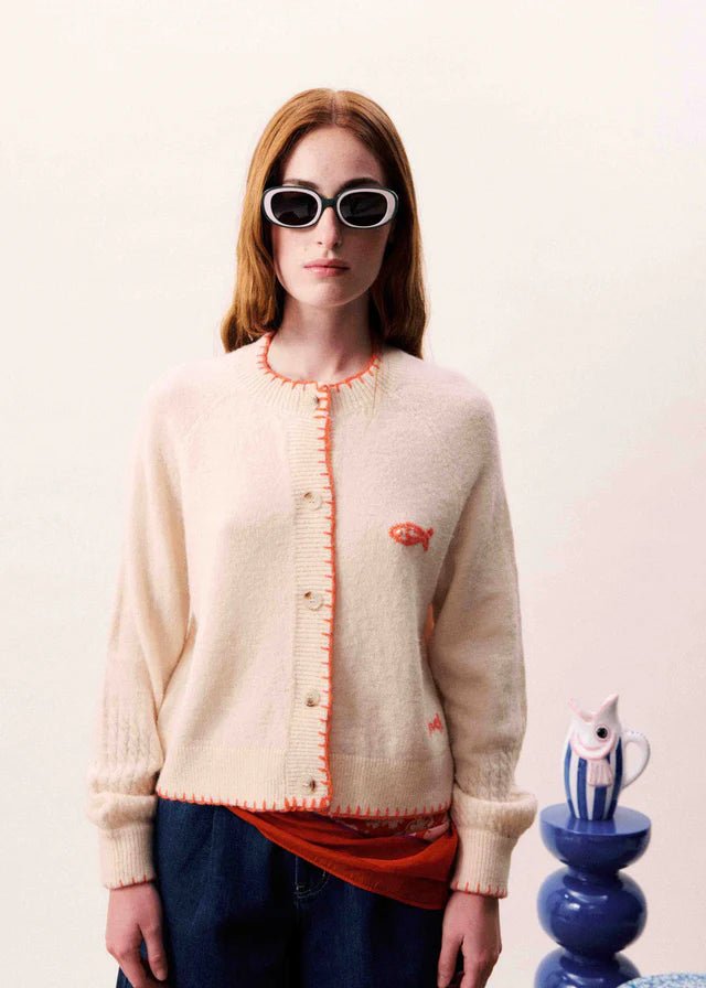 FRNCH "Mara Cardigan" (Creme) - ClobR