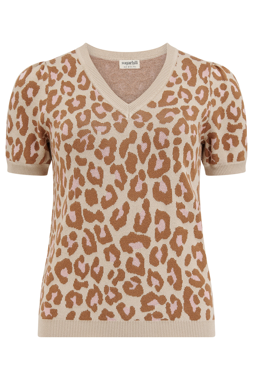 SUGARHILL "Gayna Knit Top" (Oatmeal Leopard)