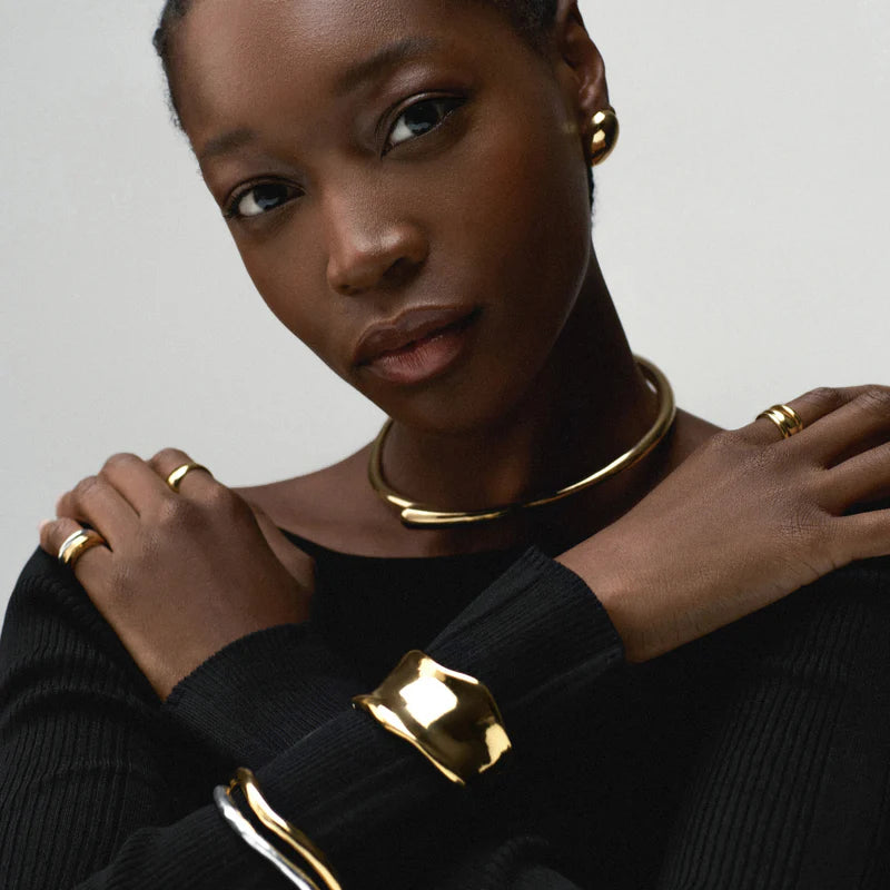 ORELIA "Statement Organic Molten Metal Cuff " (Gold)