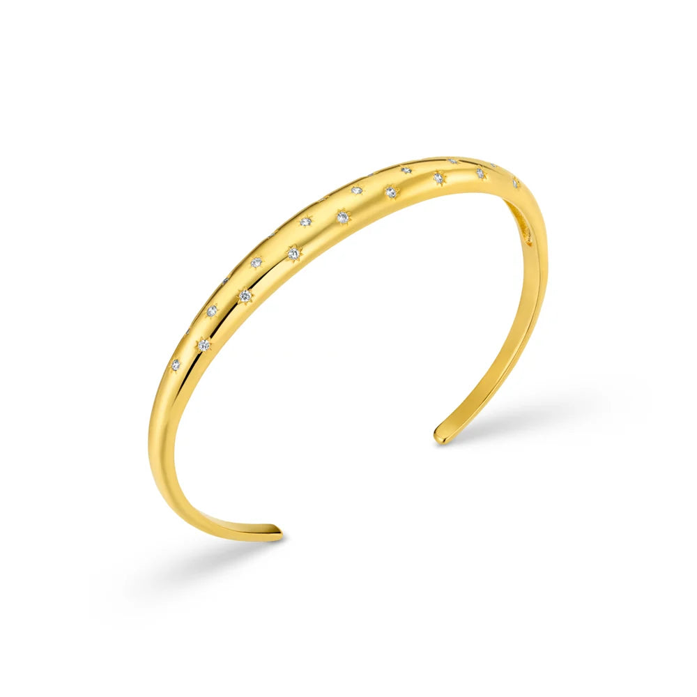 ORELIA "ORE40863 Crystal Starburst Domed Bangle" (Gold)