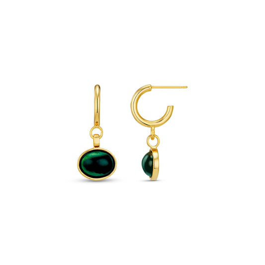 ORELIA "Semi Precious Green Drop Hoop" (Gold)