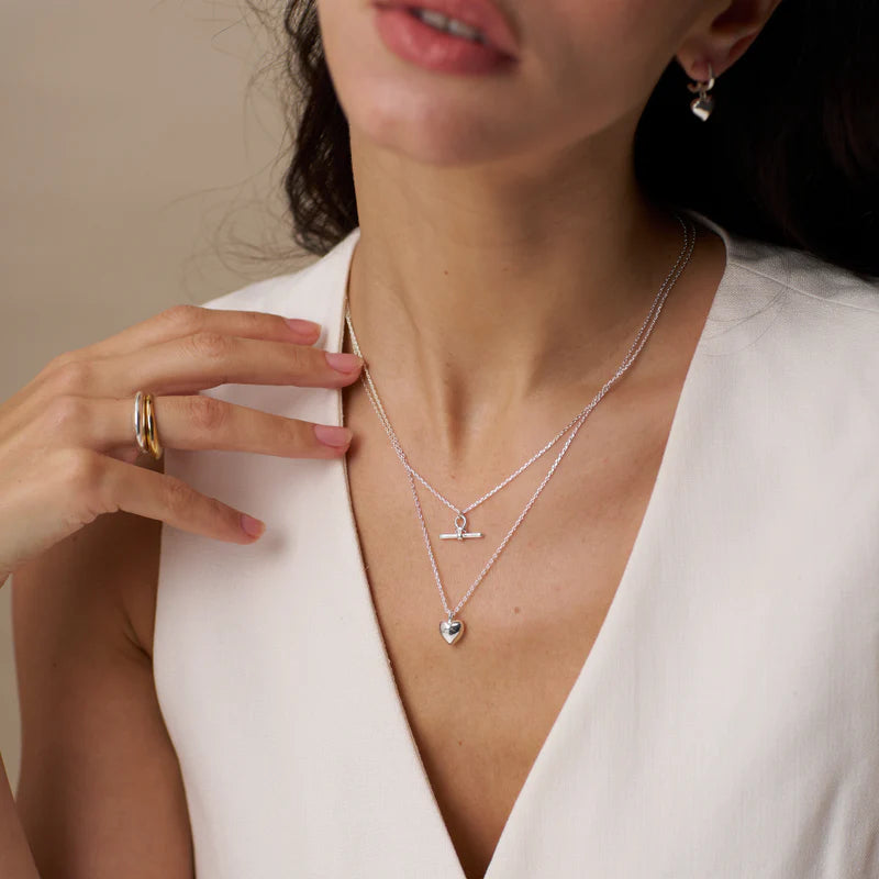 ORELIA "Domed Heart Charm Short" (Silver)