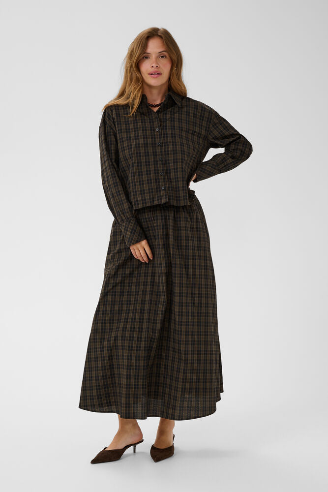 KAFFE "KAHelie Skirt"(Black/Brown Check)