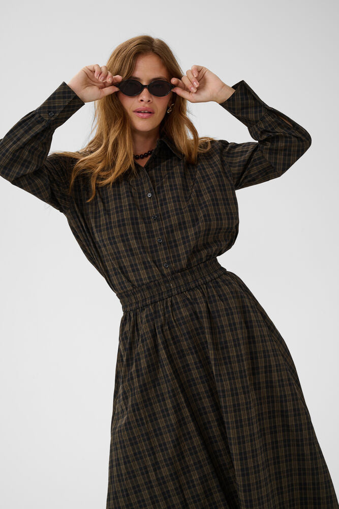 KAFFE "KAHelie Skirt"(Black/Brown Check)