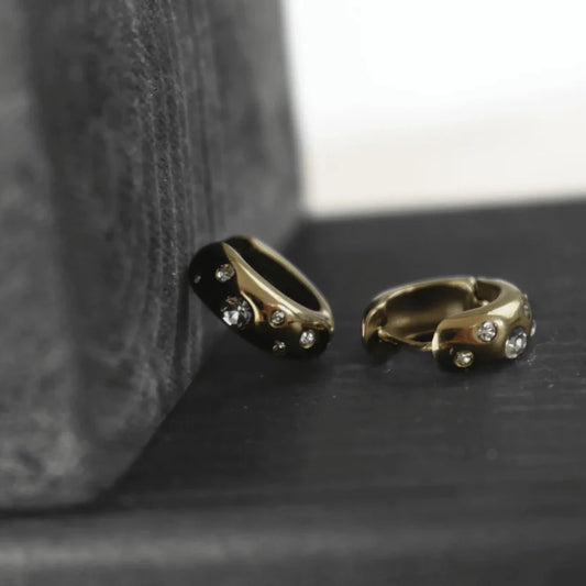 DANSK "Joy Waterproof Clear CZ Huggie Earring" (Gold Plated)