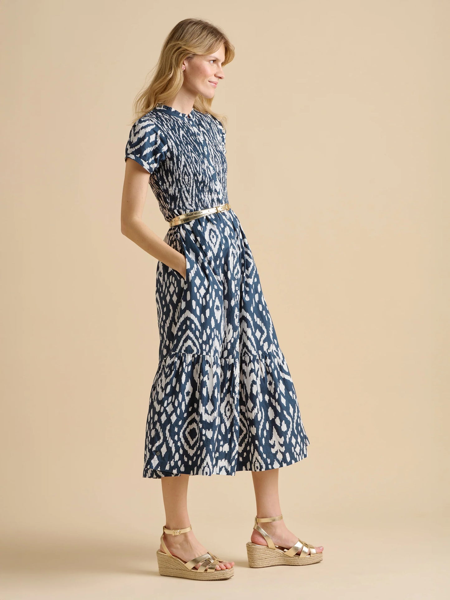 BRAKEBURN "Ikat Maxi Shirt Dress" (Navy)