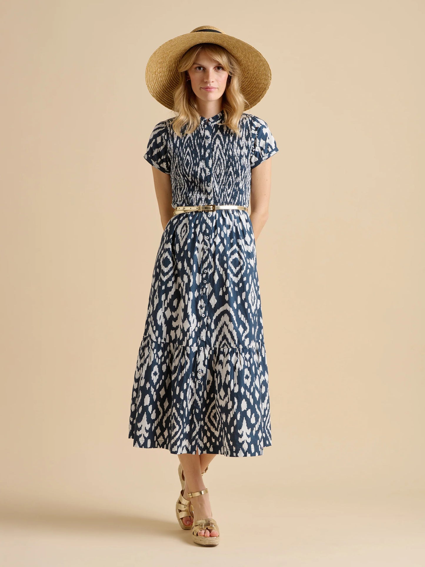 BRAKEBURN "Ikat Maxi Shirt Dress" (Navy)