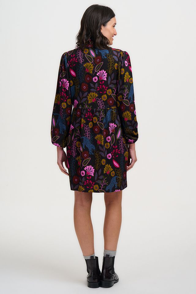 SUGARHILL "Indi Mini Smock Dress" (Black Jungle Panther)