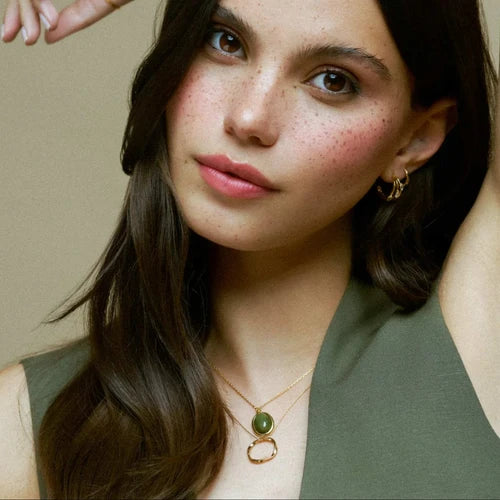 ORE40524 Green Jade Charm Necklace