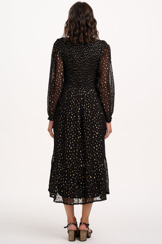 SUGARHILL "Jaqueline Shirred Dress" (Black)