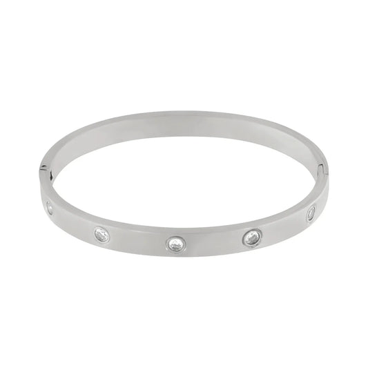 DANSK "Joy Waterproof CZ Crystal Bangle" (Silver Plated)