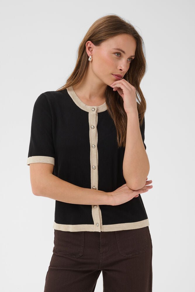 KAFFE "KALizza Contrast Cardigan" (Black Deep) - ClobR