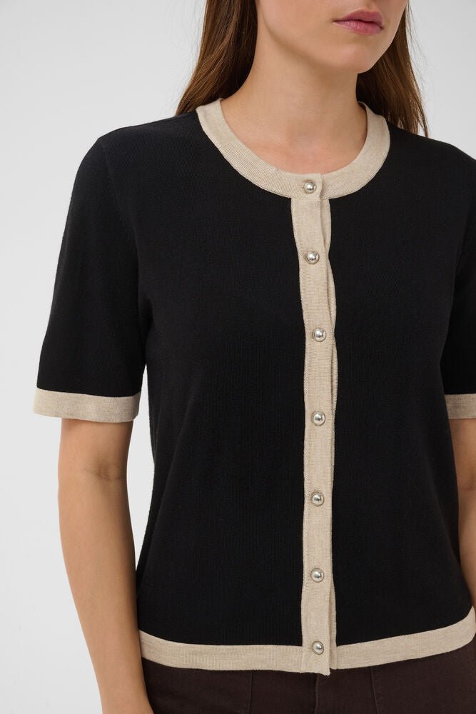 KAFFE "KALizza Contrast Cardigan" (Black Deep) - ClobR