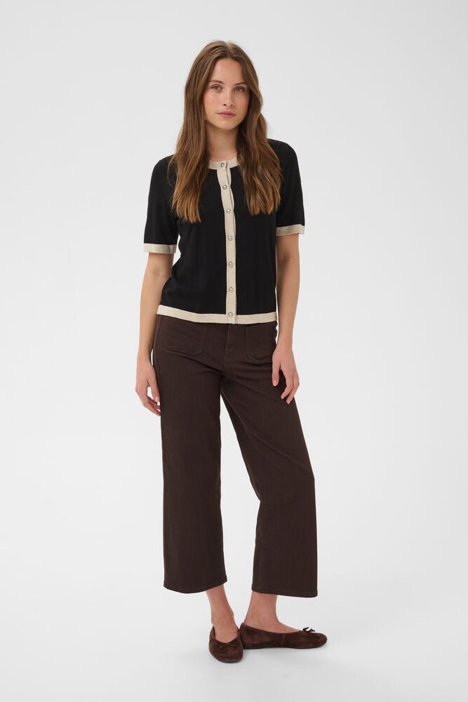 KAFFE "KALizza Contrast Cardigan" (Black Deep) - ClobR