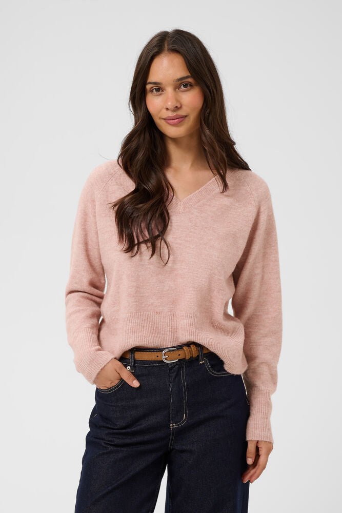 KAFFE "KANiel V Neck Pullover" (Pale Mauve) - ClobR