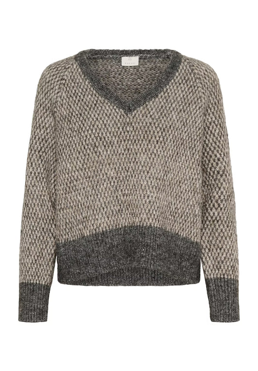 KAFFE "KAmelinda Pullover" (Dark Grey Melange & Feather grey)