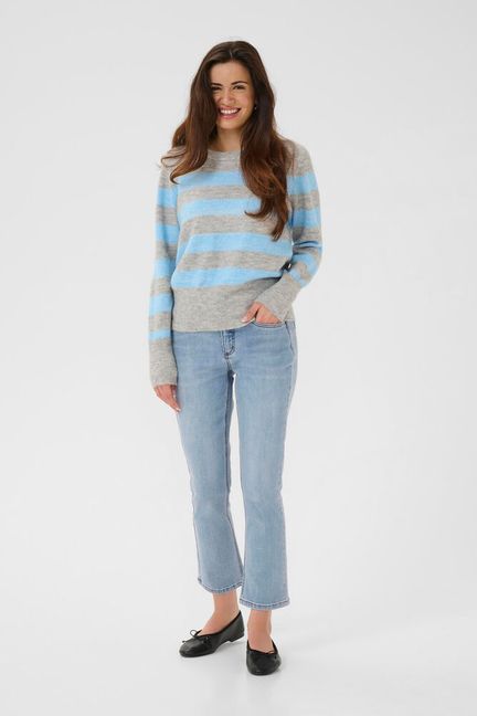 KAFFE "KANiel Striped Pullover" (Light Grey Melange)