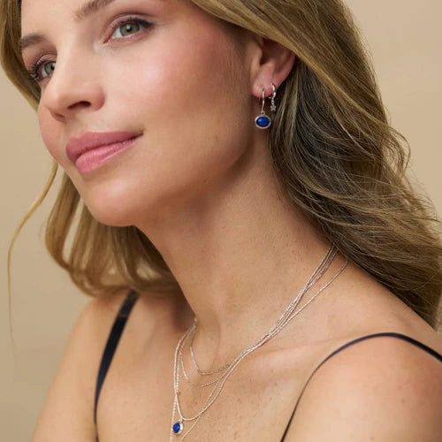 ORELIA "ORE40951 Lapis Drop Earrings" (Silver)