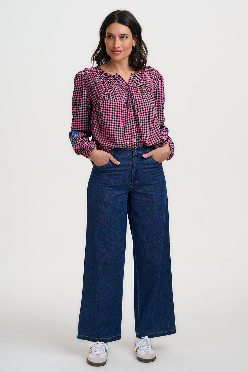 SUGARHILL "Leah Blouse" (Rose Micro Gingham)