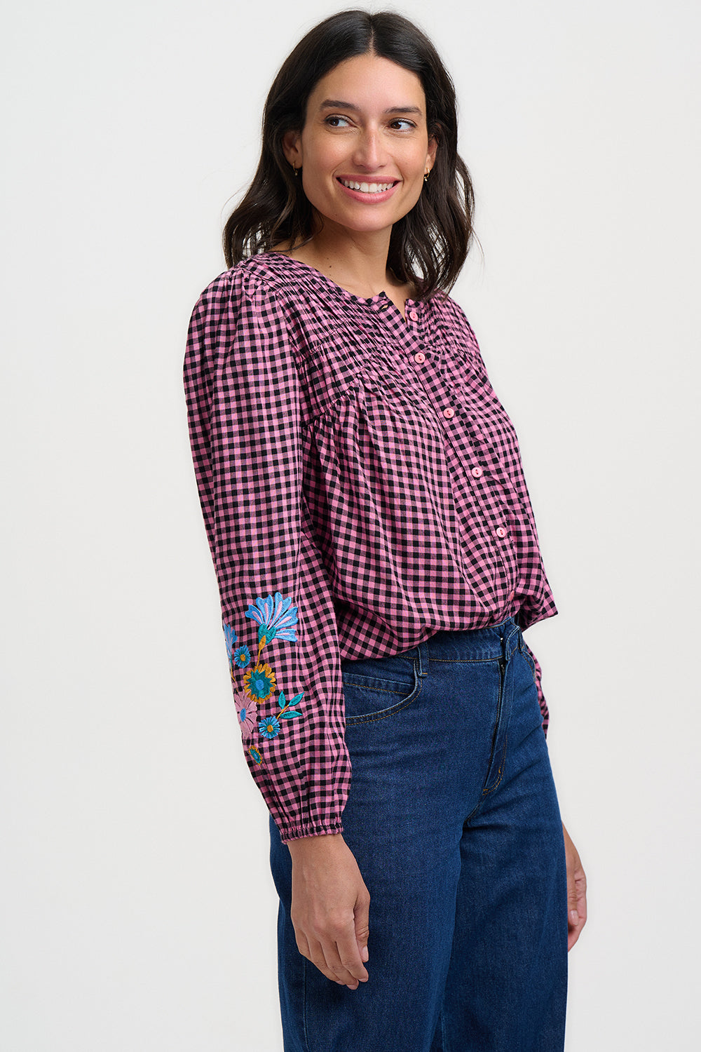 SUGARHILL "Leah Blouse" (Rose Micro Gingham)