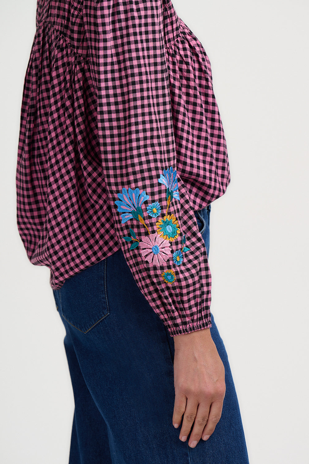 SUGARHILL "Leah Blouse" (Rose Micro Gingham)