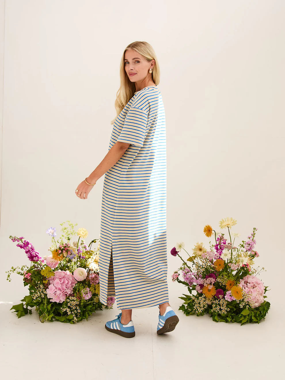FIKA "Lennie Dress" (Cream and Blue)
