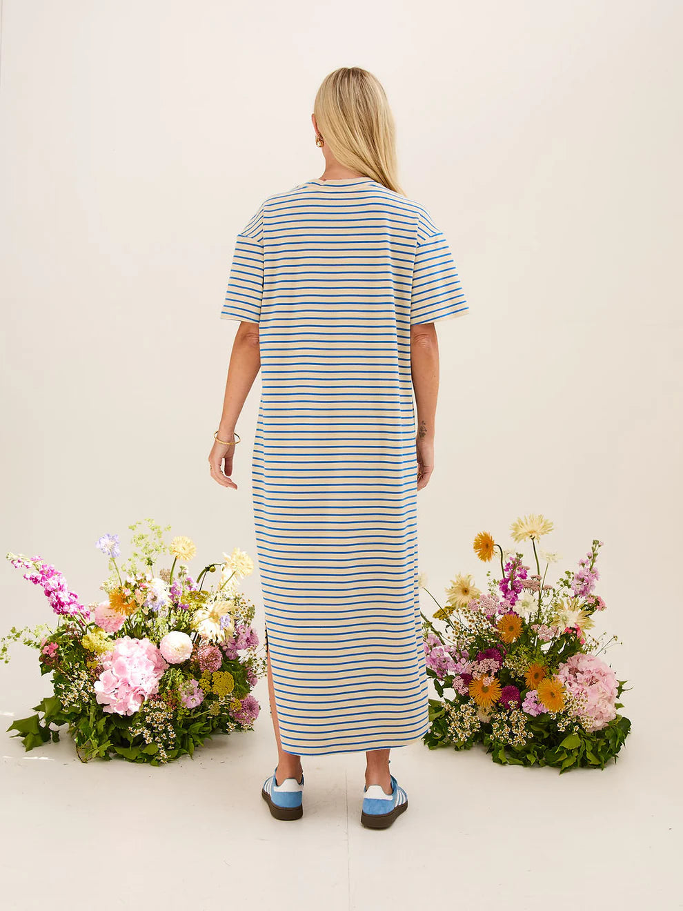 FIKA "Lennie Dress" (Cream and Blue)