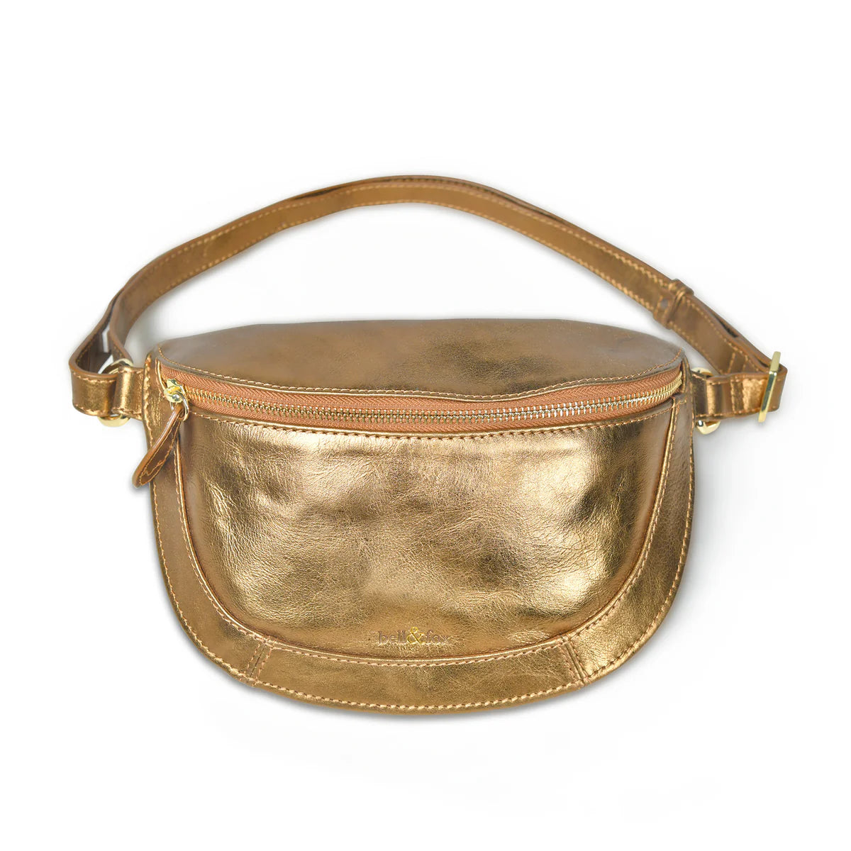 Our new LIBERTY crossbody bag is hand-made in our super soft bronze metallic leather with gold trims. Large enough to carry your daily essentials, with an inside zip pocket to help keep you organised, wear across your body, or across your chest or over your shoulder.