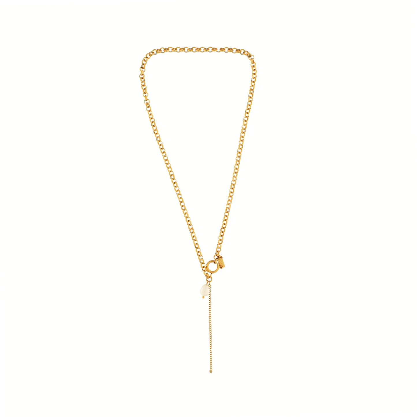 DANSK "Joy Waterproof Link Pearl Necklace" (Gold Plated)