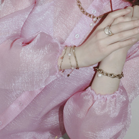 DANSK "Joy Waterproof Link Pearl Bracelet" (Gold Plated)