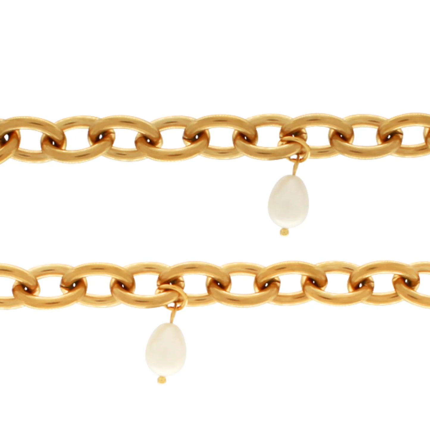 DANSK "Joy Waterproof Link Pearl Bracelet" (Gold Plated)
