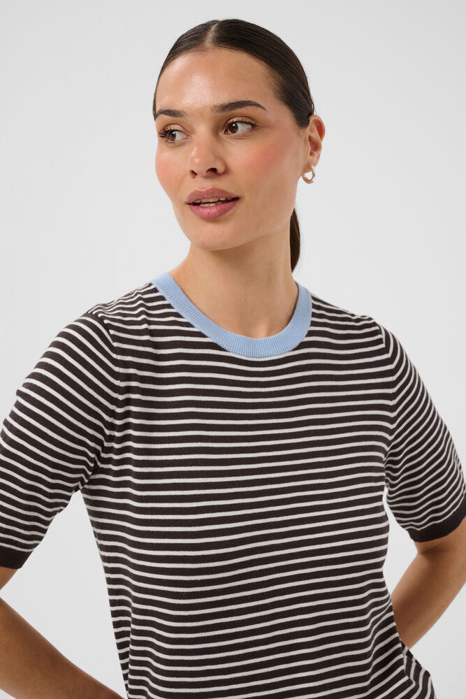 KAFFE "KALizza Narrow Striped Pullover" (Coffee/ Turtle Dove Blue)