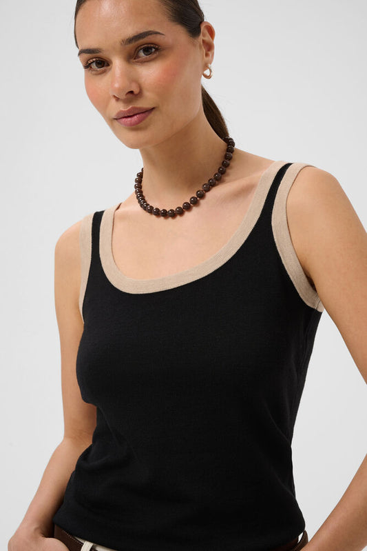 KAFFE "KALizza Contrast Knit Top" (Black Deep)