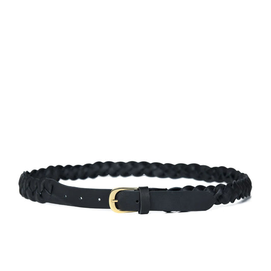 Hand woven in our super soft black nappa leather by our incredible artisans in India, this is slightly sleeker than our best selling Arya belt, and thin enough to fit though your jeans or trousers belt loops.