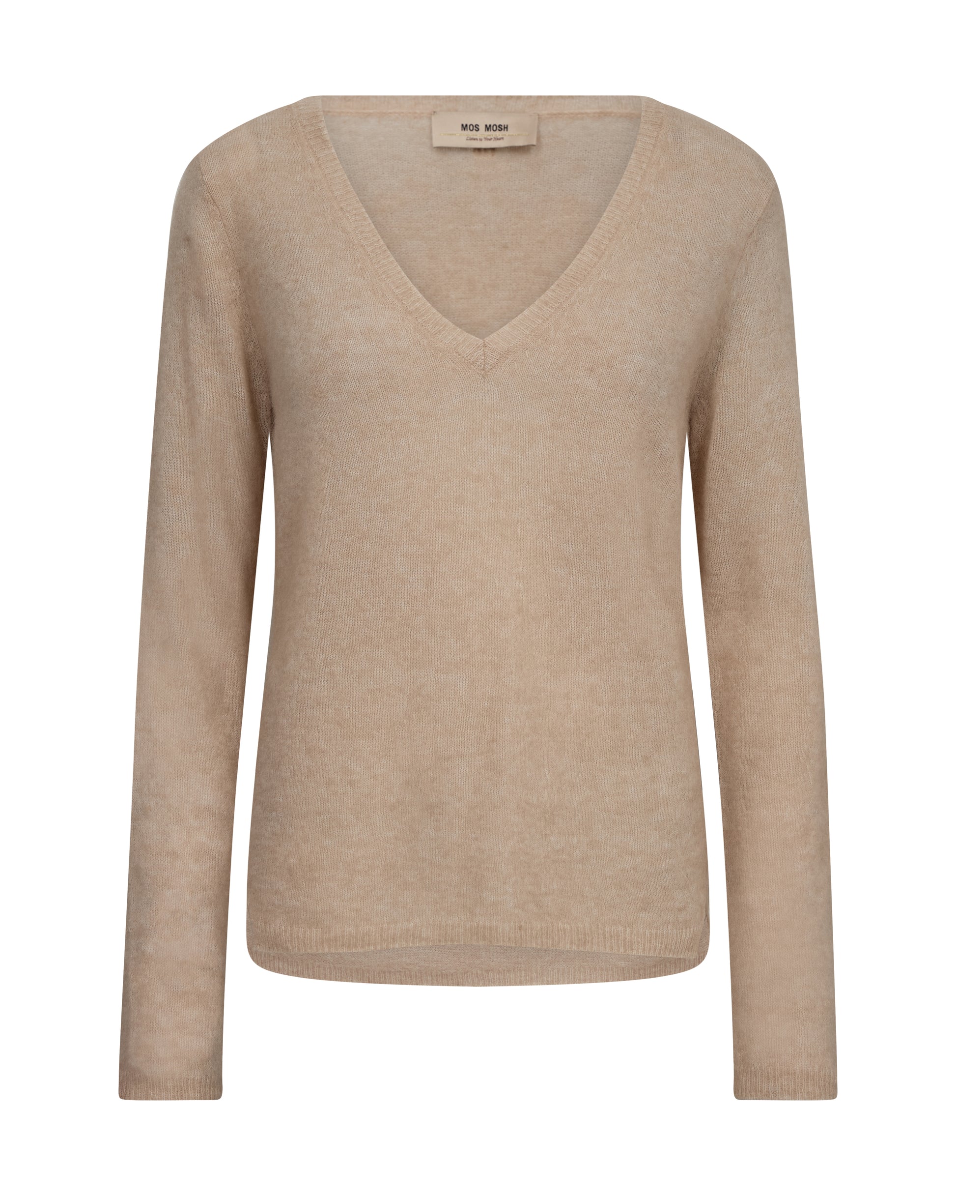 Wrap yourself in luxurious softness with the MMMape Sophia V-Neck Knit from MOS MOSH. Crafted from a premium blend of wool, mohair and alpaca with a touch of stretch, this beautifully lightweight knit feels wonderfully soft and cosy while offering exceptional comfort. Designed with a flattering V-neckline, long sleeves and finished with ribbed cuffs and a ribbed hem for a refined silhouette, it's an effortless wardrobe staple that can be dressed up or down. Pair it with your favourite denim for an elevated 