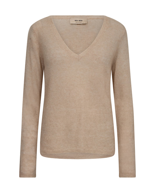 Wrap yourself in luxurious softness with the MMMape Sophia V-Neck Knit from MOS MOSH. Crafted from a premium blend of wool, mohair and alpaca with a touch of stretch, this beautifully lightweight knit feels wonderfully soft and cosy while offering exceptional comfort. Designed with a flattering V-neckline, long sleeves and finished with ribbed cuffs and a ribbed hem for a refined silhouette, it's an effortless wardrobe staple that can be dressed up or down. Pair it with your favourite denim for an elevated 