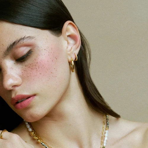 ORELIA "ORE40520 Organic Mis Size Hoop Earrings" (Gold)