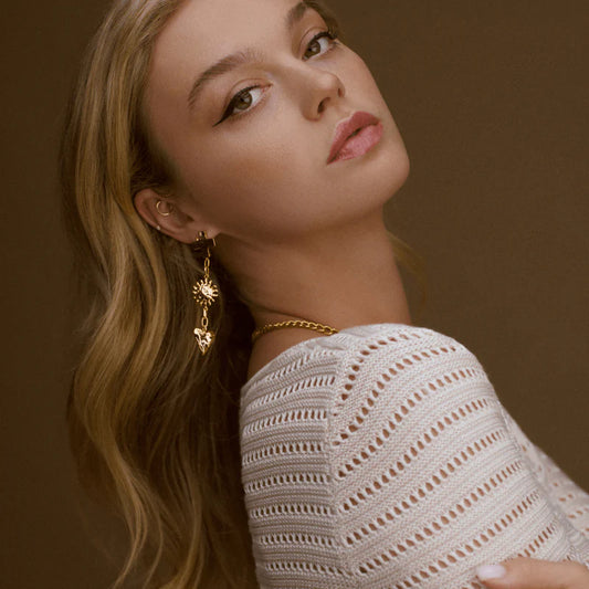 ORELIA "Molten Statement Charm Drop Earring" (Gold)