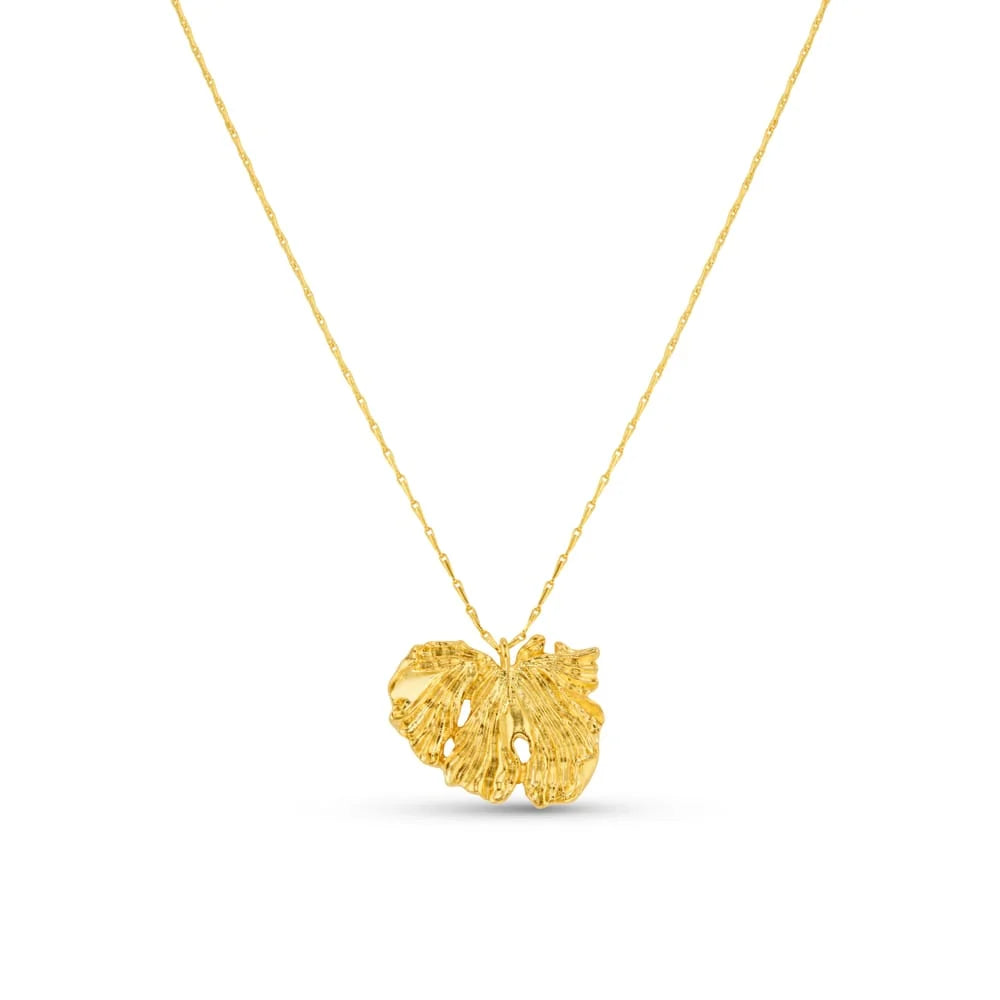 ORELIA "ORE40527 Molten Leaf Charm Necklace" (Gold)