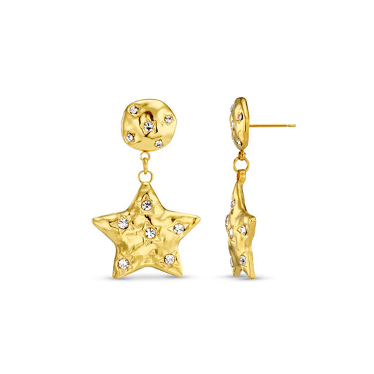 ORELIA "Statement Molten Star Earrings" (Gold)