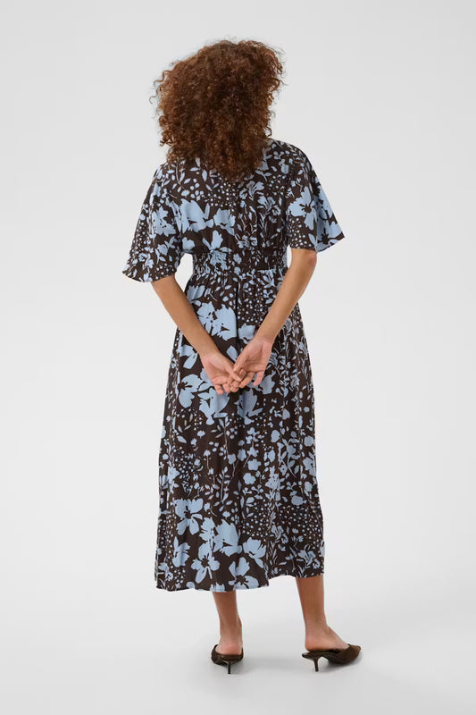KAFFE "Kanadira Dress" ( Coffee Bean/Blue)