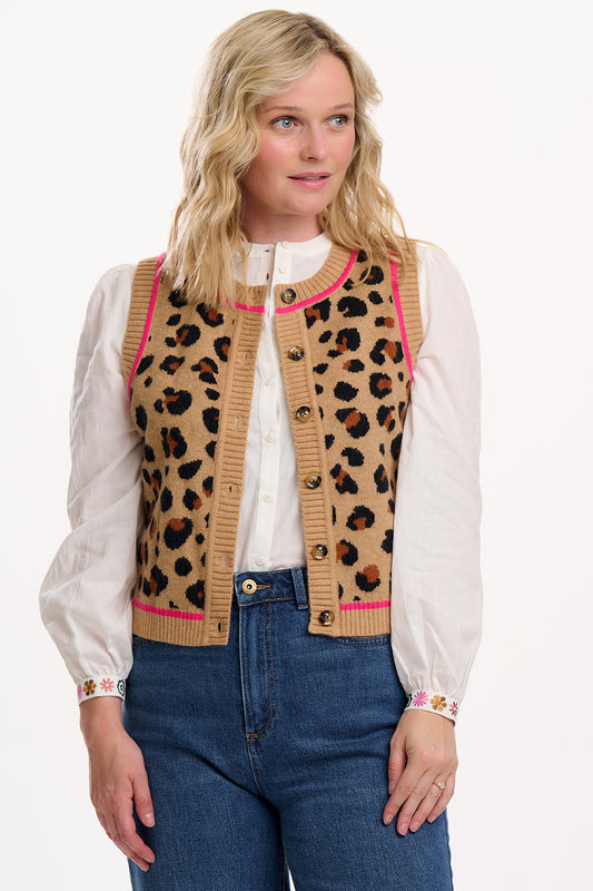 SUGARHILL "Natalie Knitted Waistcoat" (Tan/Black)