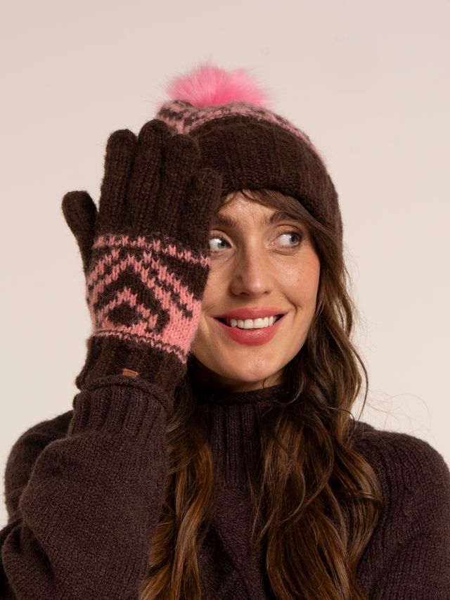 BRAKEBURN "Nessa Fairisle Gloves" (Brown)