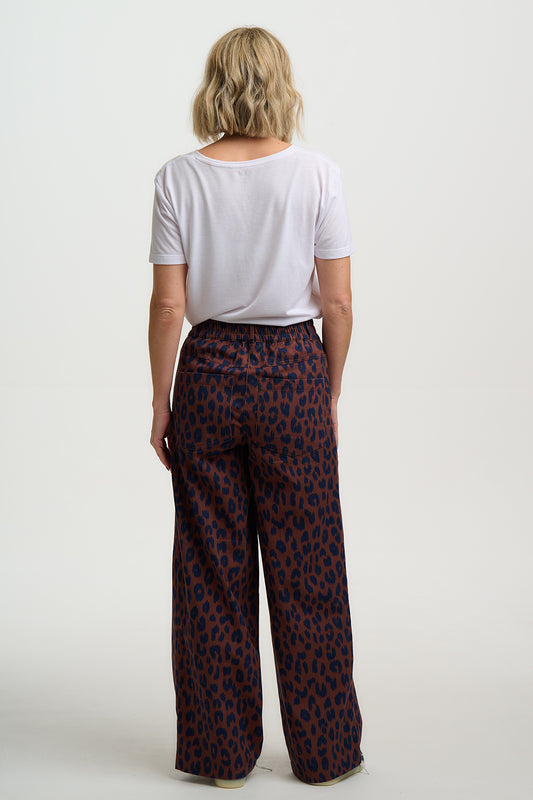 SUGARHILL "Nica Wide Leg Trouser" (Rust & Navy)
