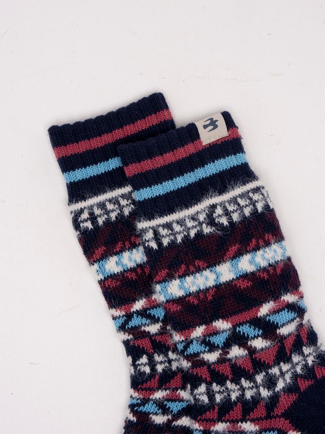 BRAKEBURN "Blue Nordic Fair Isle Sock" (Blue)