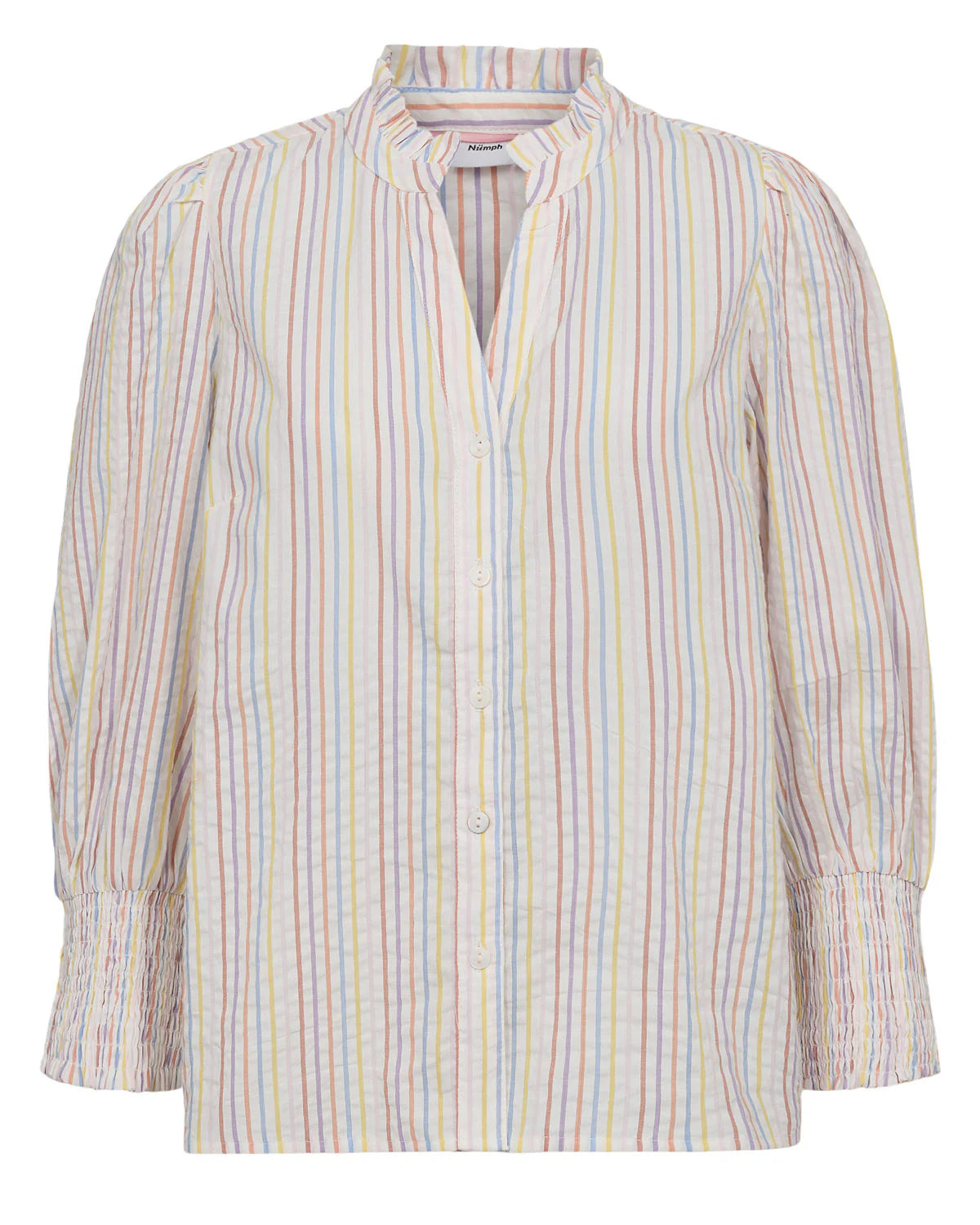 Elevate your everyday wardrobe with the NUMPH Nutashia Popcorn Shirt, a refined piece that seamlessly transitions from office to evening. Crafted with meticulous attention to detail, this sophisticated blouse features a subtle striped pattern that adds visual interest without overwhelming your silhouette.