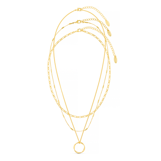 ORELIA "Open Circle Chain 3 Pack" (Pale Gold)