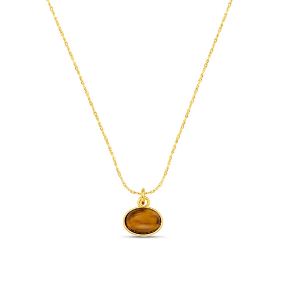 ORELIA " Tigers Eye Charm Necklace" (Gold) - ClobR