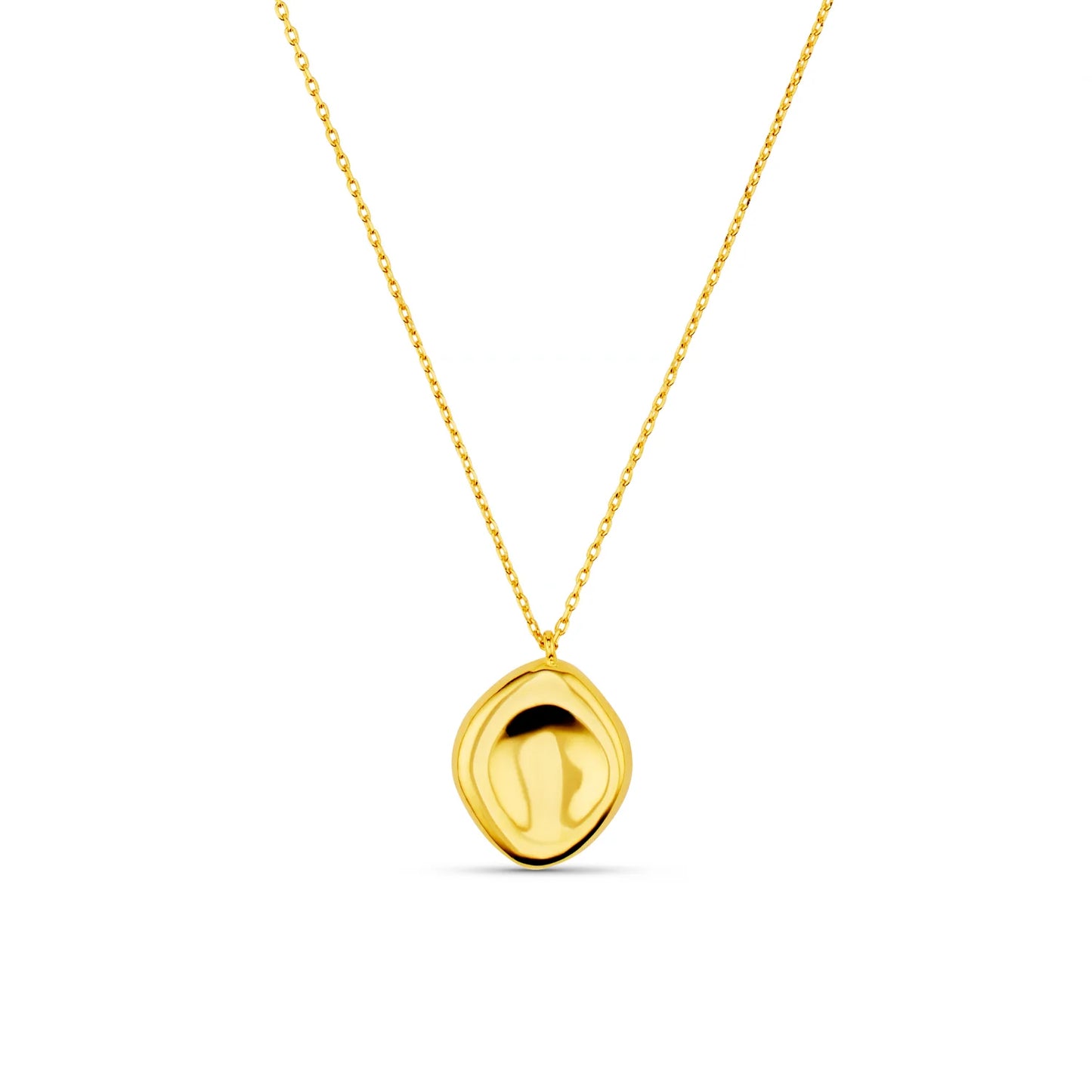 ORELIA "Organic Oval Charm Necklace" (Silver/Pale Gold)